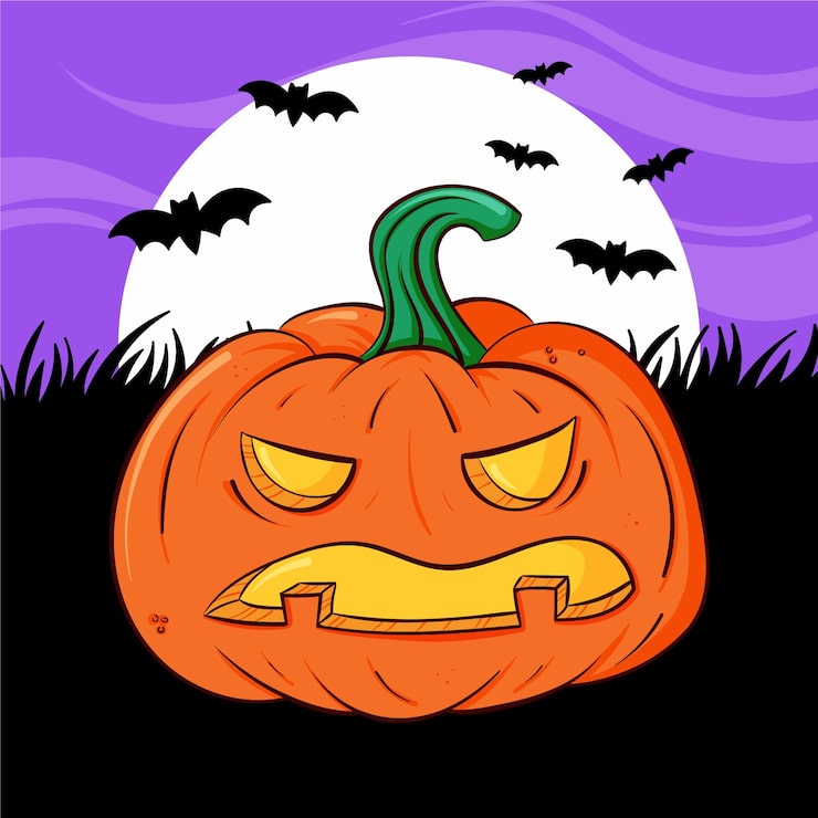 Gratis Vektor håndtegnet halloween pumpkin illustrasjon