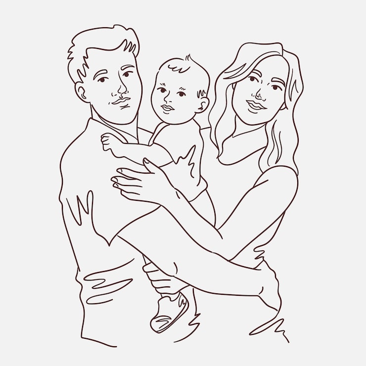 Gratis Vektor håndtegnet illustrasjon av familie