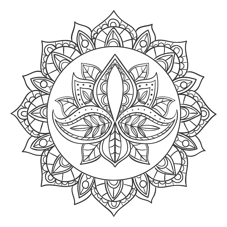 Gratis Vektor håndtegnet mandala lotusblomst tegning