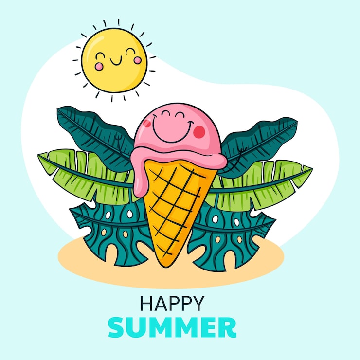 Gratis Vektor håndtegnet sommerillustrasjon