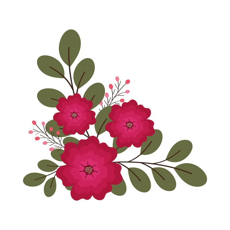 Gratis Vektor hjørneramme med blomster og grener