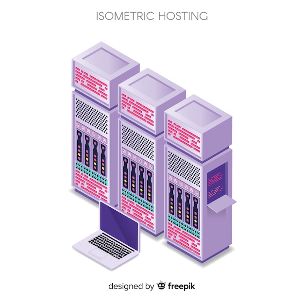 Gratis Vektor isometrisk hosting-konsept