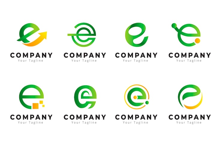 Gratis Vektor kreativ samling av gradient e-logoer