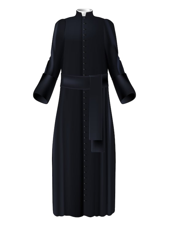 Gratis Vektor kristelig prest geistlig svart cassock med hvit krage