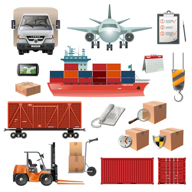 Gratis Vektor logistikk elements sett