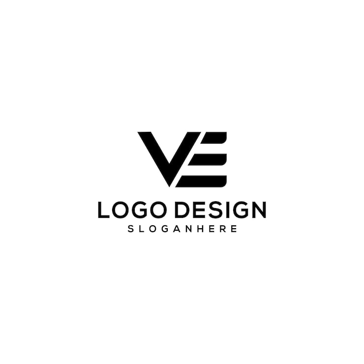 Gratis Vektor logodesignkombinasjon av bokstaven v og e monogram