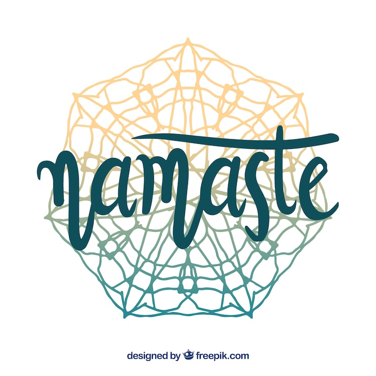 Gratis Vektor mandala-bakgrunn med namaste-bokstaver
