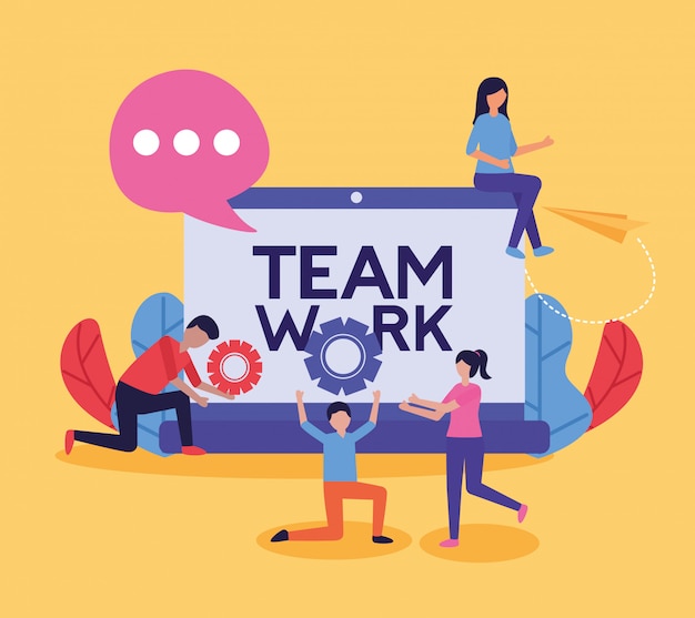 Gratis Vektor mennesker, teamarbeid, flat design-bilde