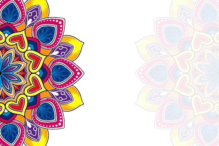 Gratis Vektor moderne fargerik mandala-design på hvit bakgrunn