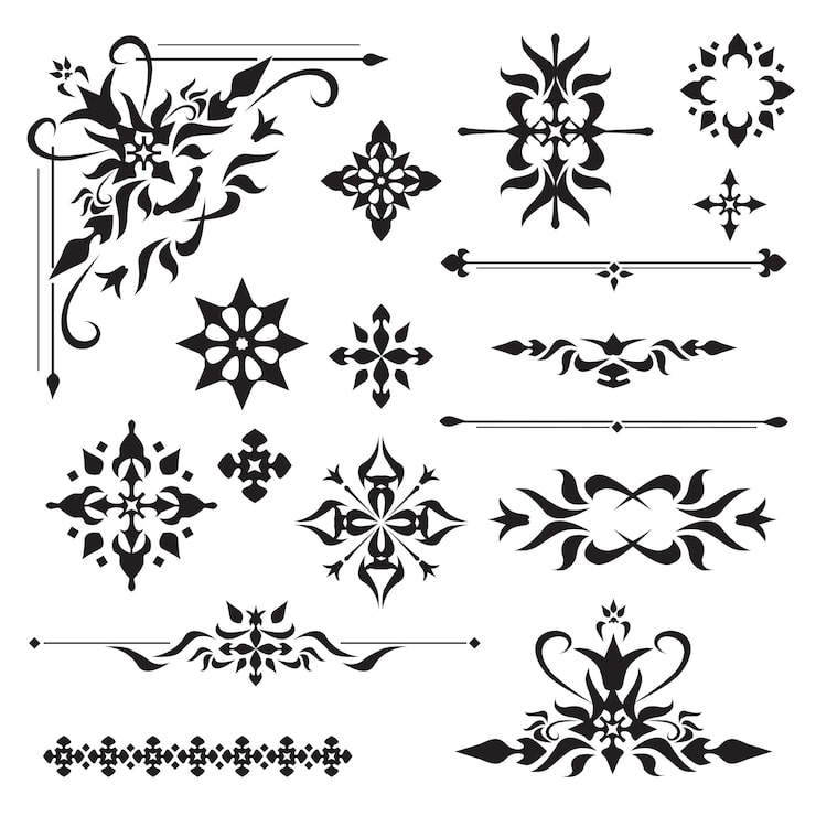 Gratis Vektor ornamentale designelementer
