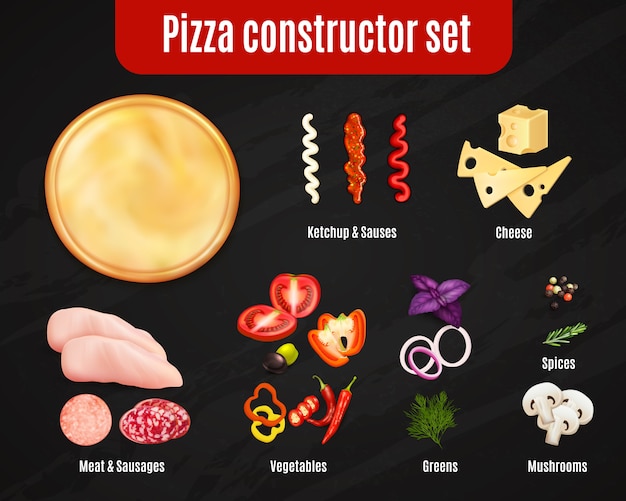Gratis Vektor pizzabygger realistisk sett
