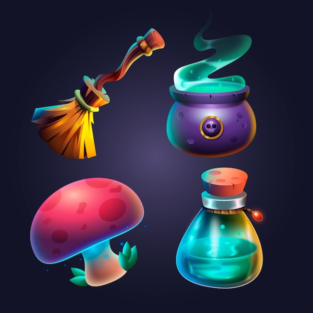 Gratis Vektor realistisk halloween elementer samling