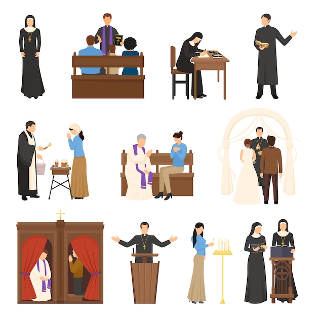 Gratis Vektor religionskarakterer sett