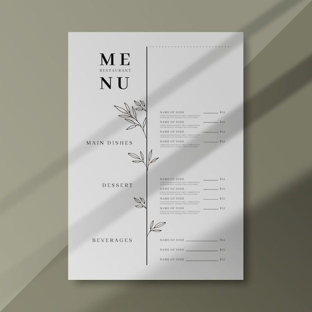 Gratis Vektor restaurantmeny-mal