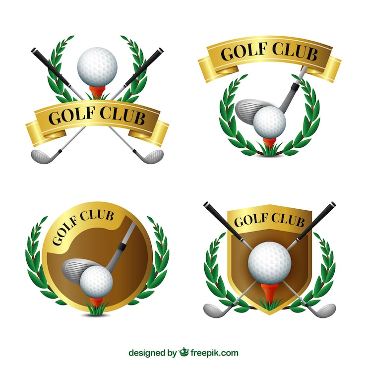 Gratis Vektor samling av elegante gyldne golfetiketter