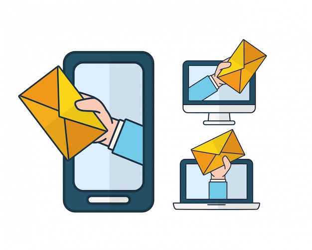 Gratis Vektor send e-postkonsept