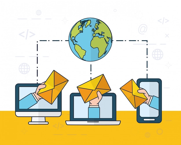Gratis Vektor send e-postkonsept