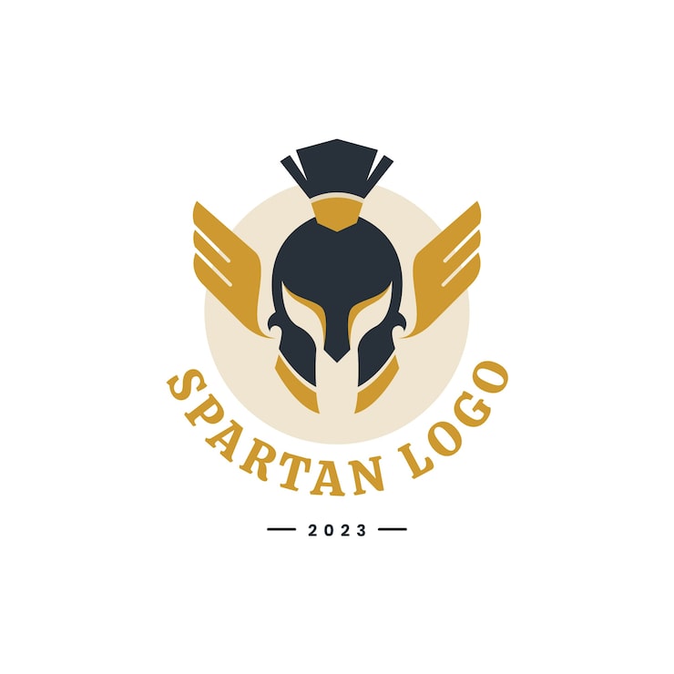 Gratis Vektor spartansk hjelm logo design