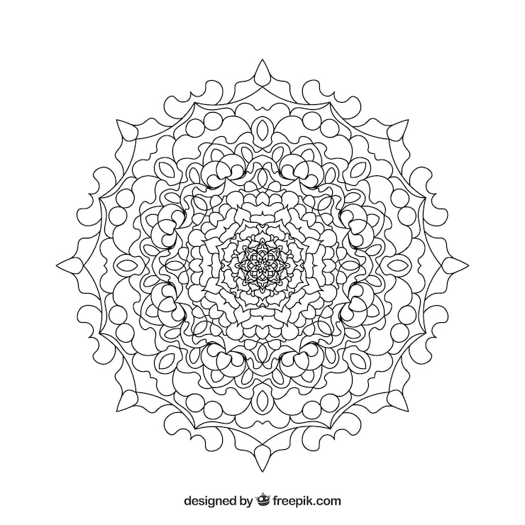 Gratis Vektor svart og hvit mandala-bakgrunn