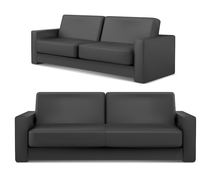 Gratis Vektor svart sofa 3d med stoffoverflate