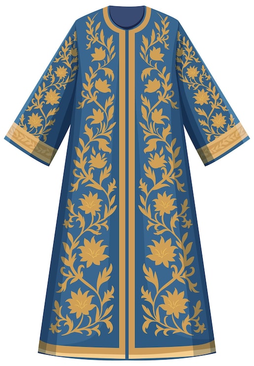 Gratis Vektor tradisjonell osmansk kaftan med blomsterbroderi i gull