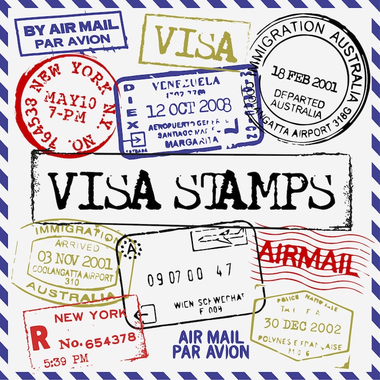 Gratis Vektor visumstempler samling