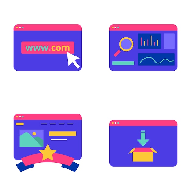 Gratis Vektor web development sticker pack 2