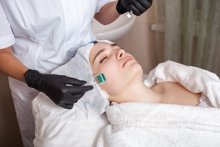 Photo chuyên viên làm đẹp massage mặt cho khách hàng