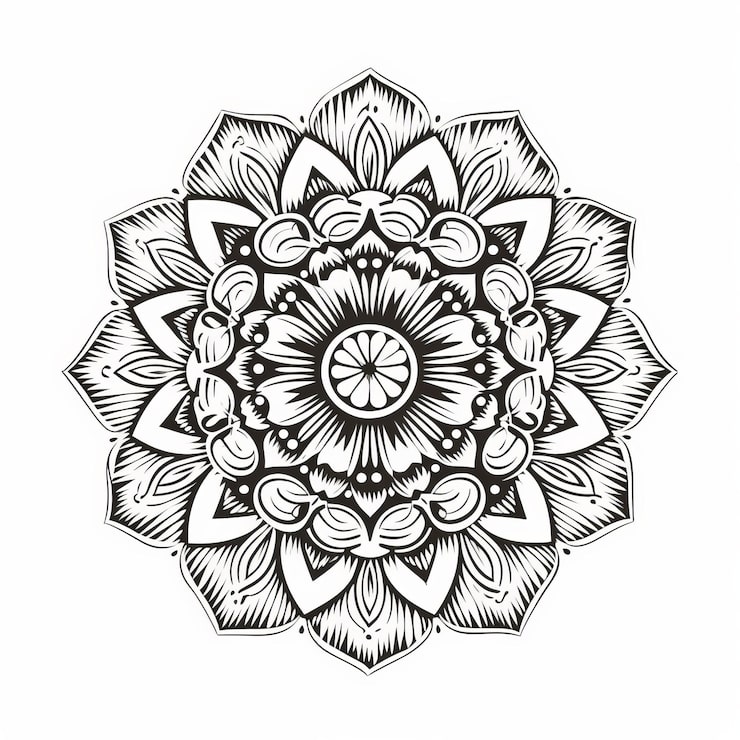 Photo họa tiết mandala dân gian đen trắng của jon foster