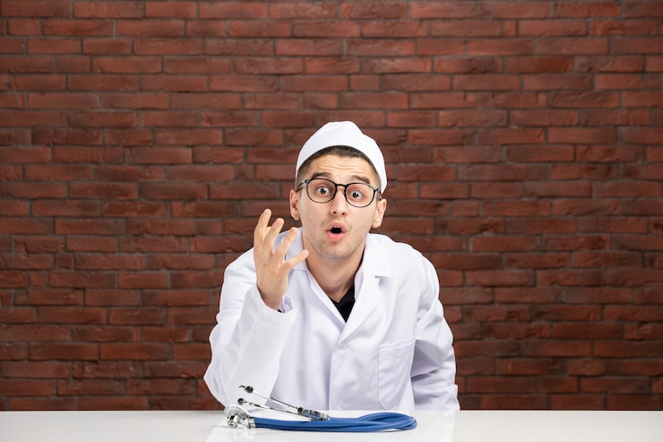 Miễn phí Photo hình ảnh chính diện bác sĩ trẻ mặc bộ đồ y tế màu trắng