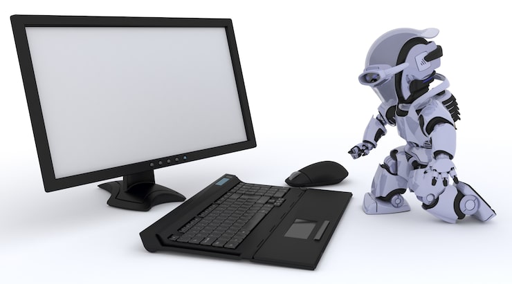 Miễn phí Photo robot làm việc với máy tính