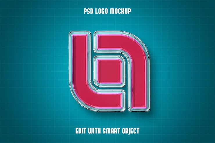Ilmainen PSD 3d-neonpinkki logomalli