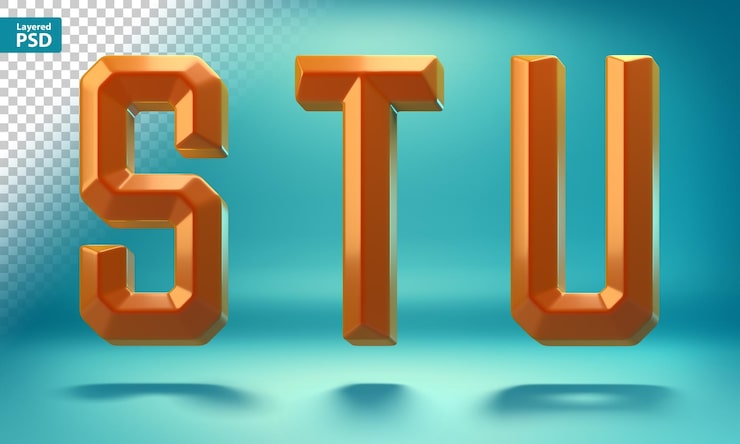 Ilmainen PSD 3d-terävät geometriset kirjaimet