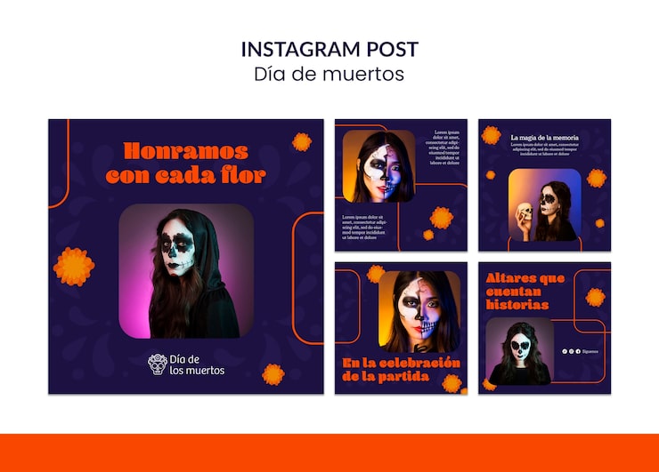 Ilmainen PSD dia de muertos -juhla instagram-postaukset