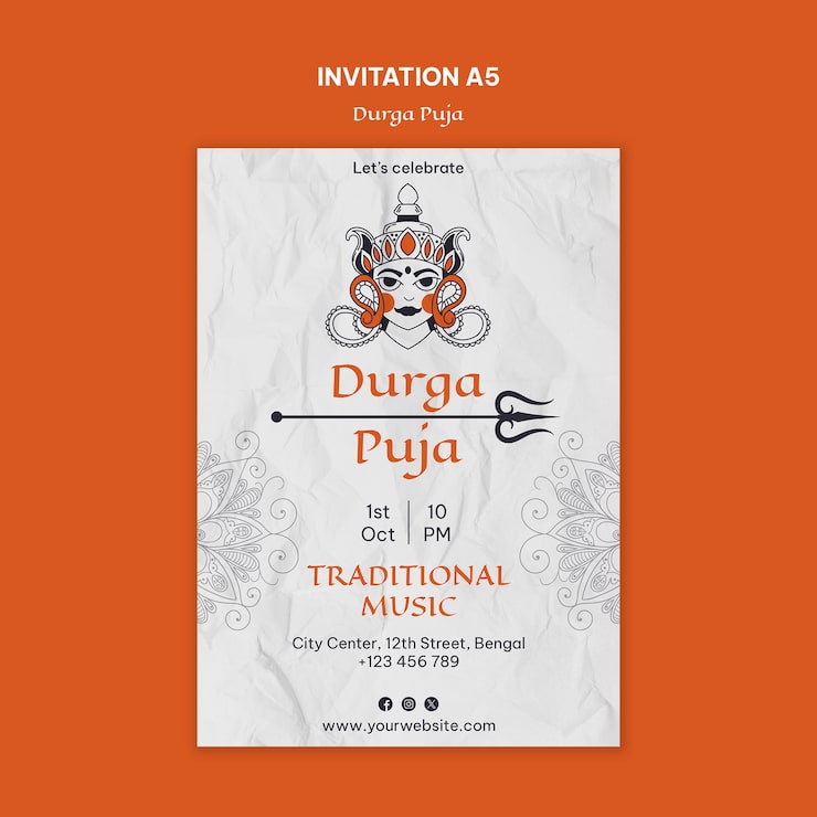 Ilmainen PSD durga puja -kutsu perinteisen musiikin juhlaan