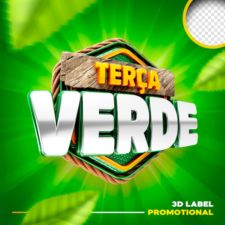 Ilmainen PSD eristetty 3d-renderöintilogo vihertiistaista (retail greenery tuesday terca feira verde) brasiliassa