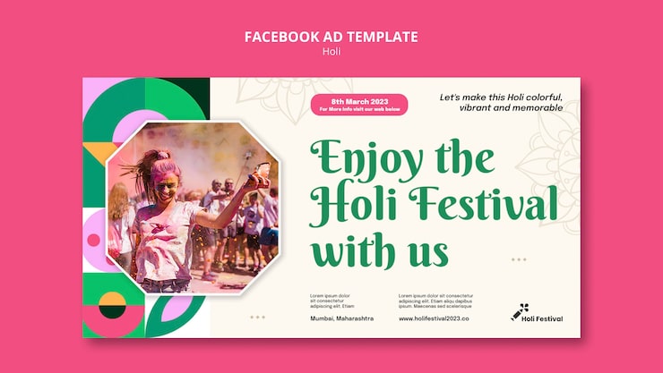 Ilmainen PSD facebook-mallipohja holi-festivaalin juhlintaan