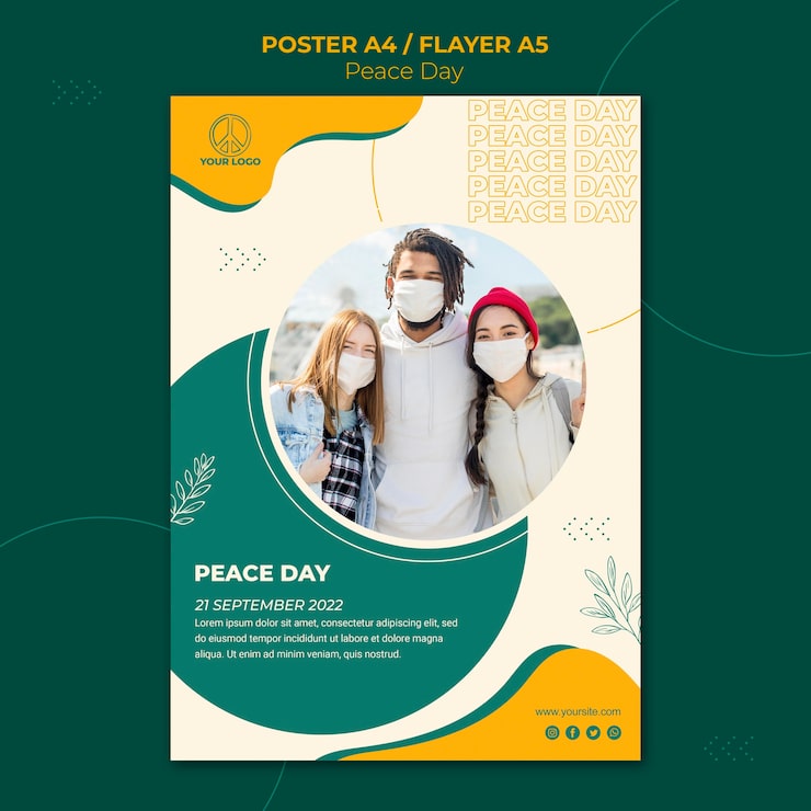 Ilmainen PSD flyer-malli kansainväliselle rauhanpäivälle