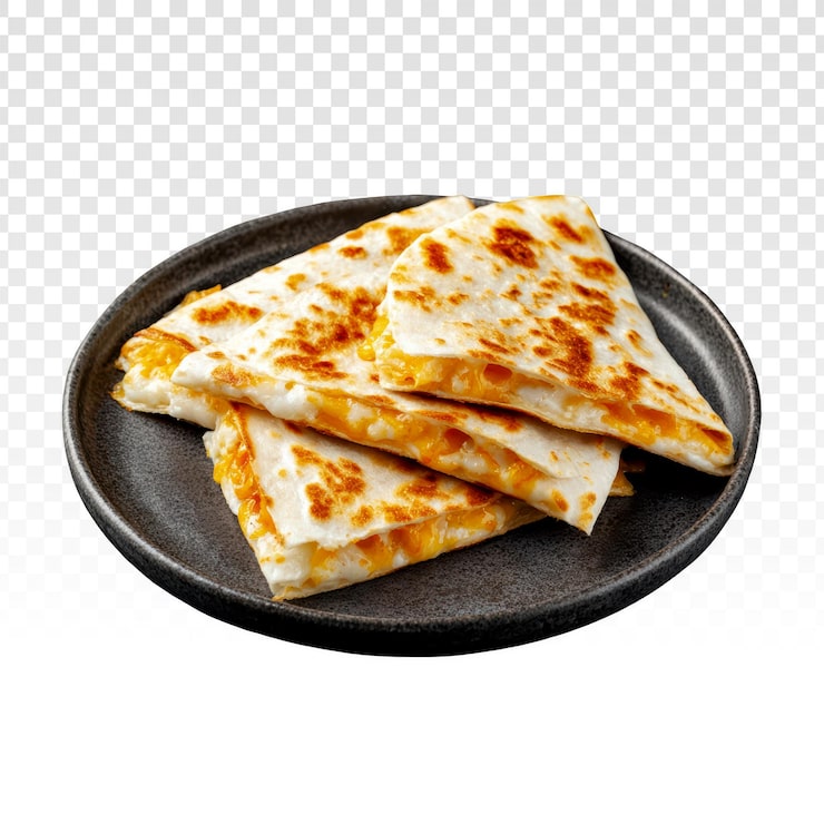 Ilmainen PSD juustoiset quesadilla-kolmiot tummalla lautasella