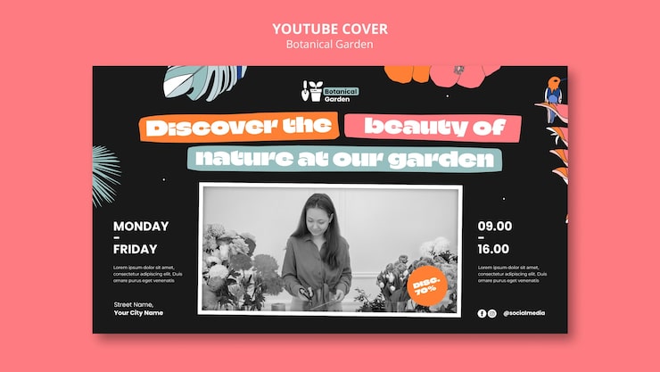 Ilmainen PSD kasvitieteellisen puutarhan youtube-kansikuvan mallipohja