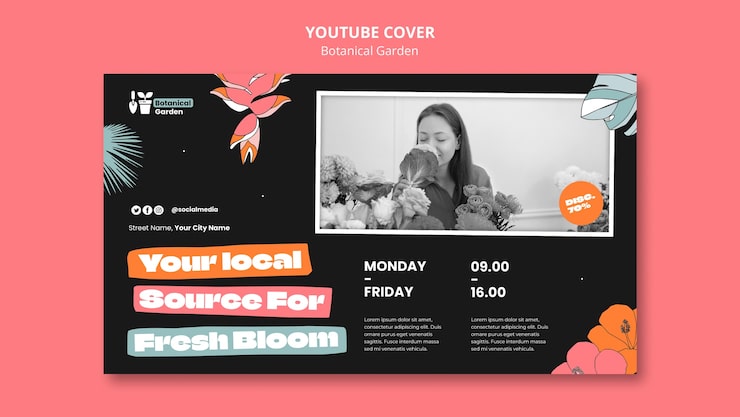 Ilmainen PSD kasvitieteellisen puutarhan youtube-kansikuvan mallipohja