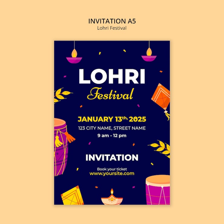 Ilmainen PSD lohri-festivaalin kutsukorttimalli