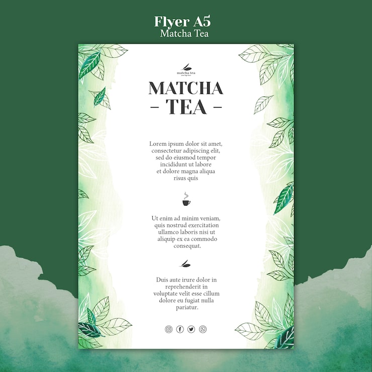 Ilmainen PSD matcha-teen lentolehtisen konseptimalli