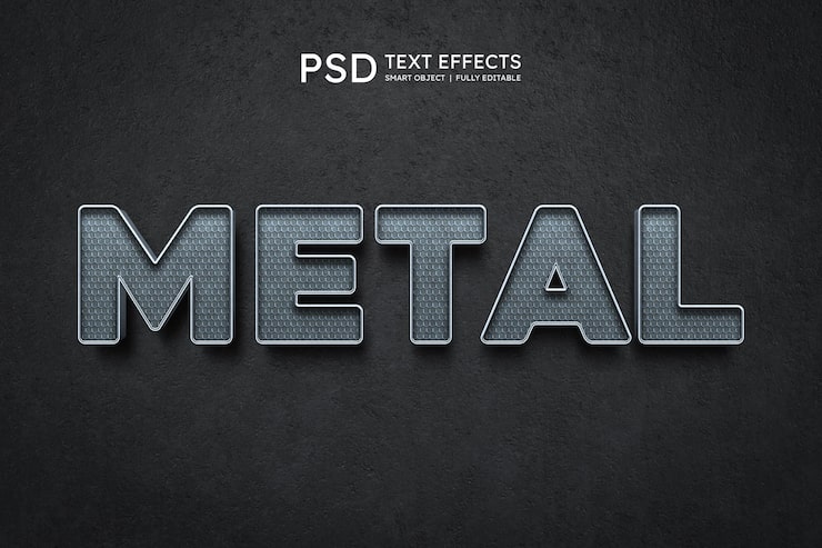 Ilmainen PSD metalli tekstityyliefekti