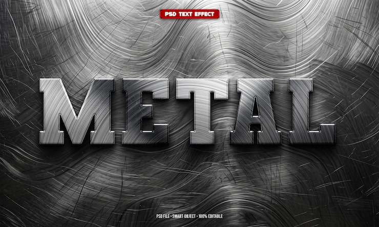 Ilmainen PSD metallinen 3d-muokattava tekstitehoste