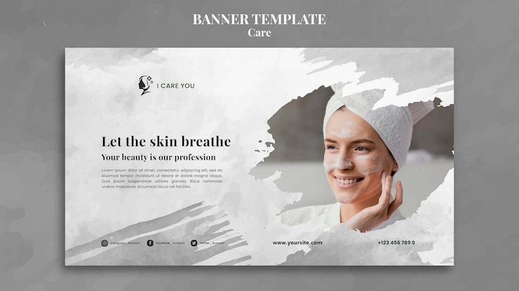 Ilmainen PSD tasainen design, bannerin hoitoaiheinen mallipohja