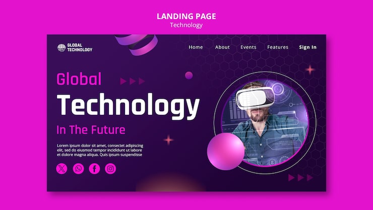 Ilmainen PSD teknologia-aiheinen mallipohjan design