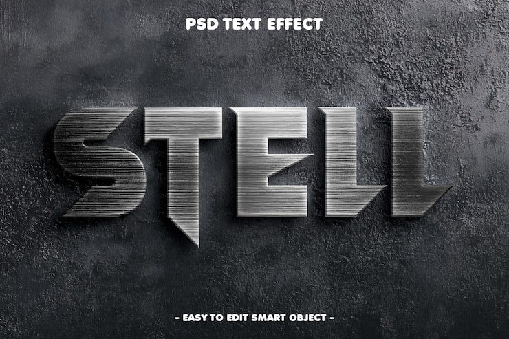 Ilmainen PSD teräs muokattava tekstiefekti