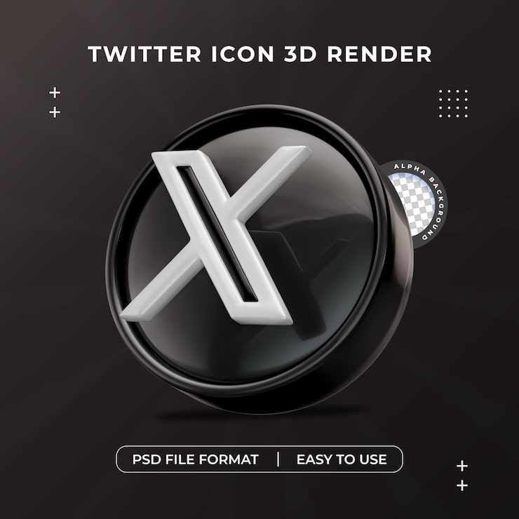 Ilmainen PSD twitter logo -kuvake eristetty 3d render kuvitus