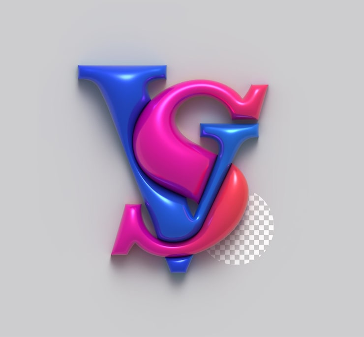 Ilmainen PSD versus-kyltin kirjain 3d-logo